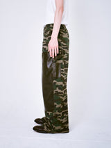 CAMO/Leather Docking Double Knee Baggy Trousersempty)