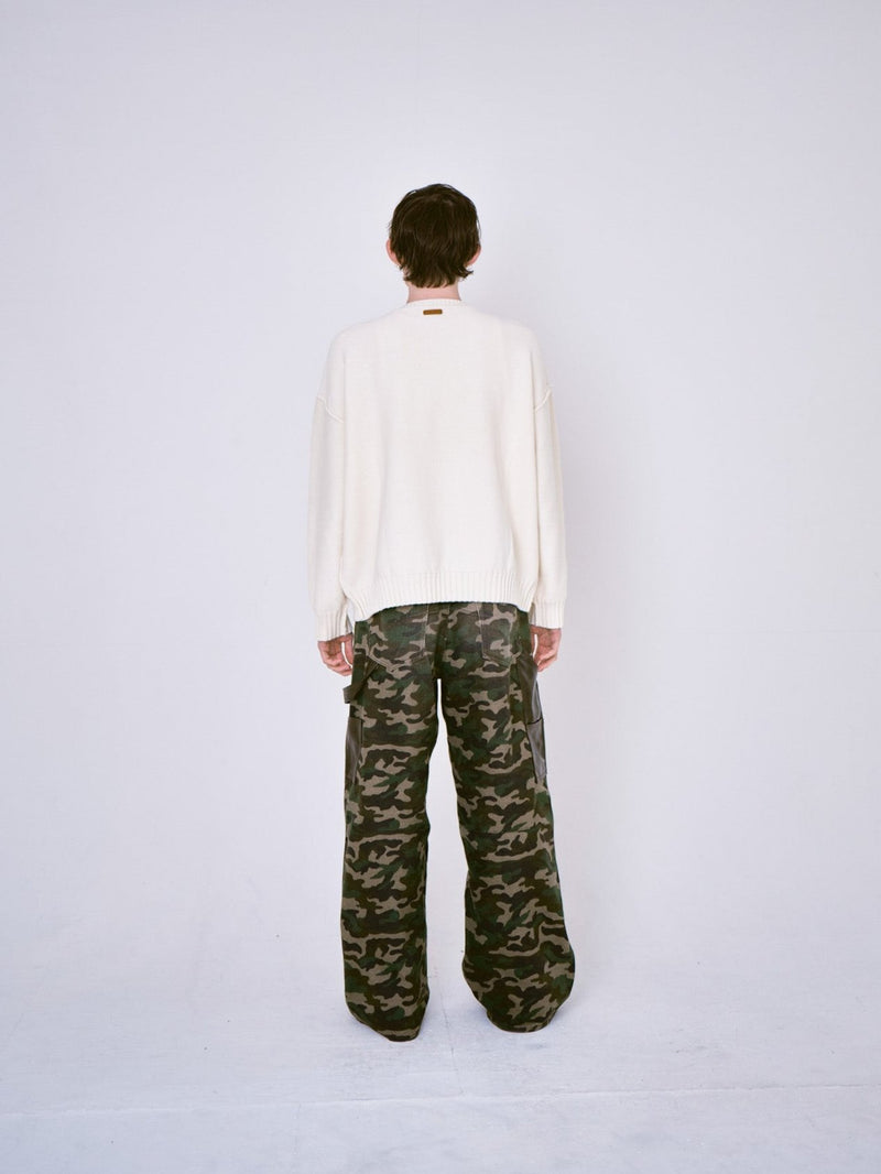 CAMO/Leather Docking Double Knee Baggy Trousersempty)