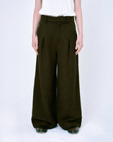 1tuck super baggy tweed slacks