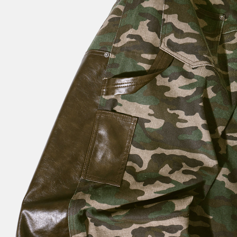 CAMO/Leather Docking Double Knee Baggy Trousersempty)