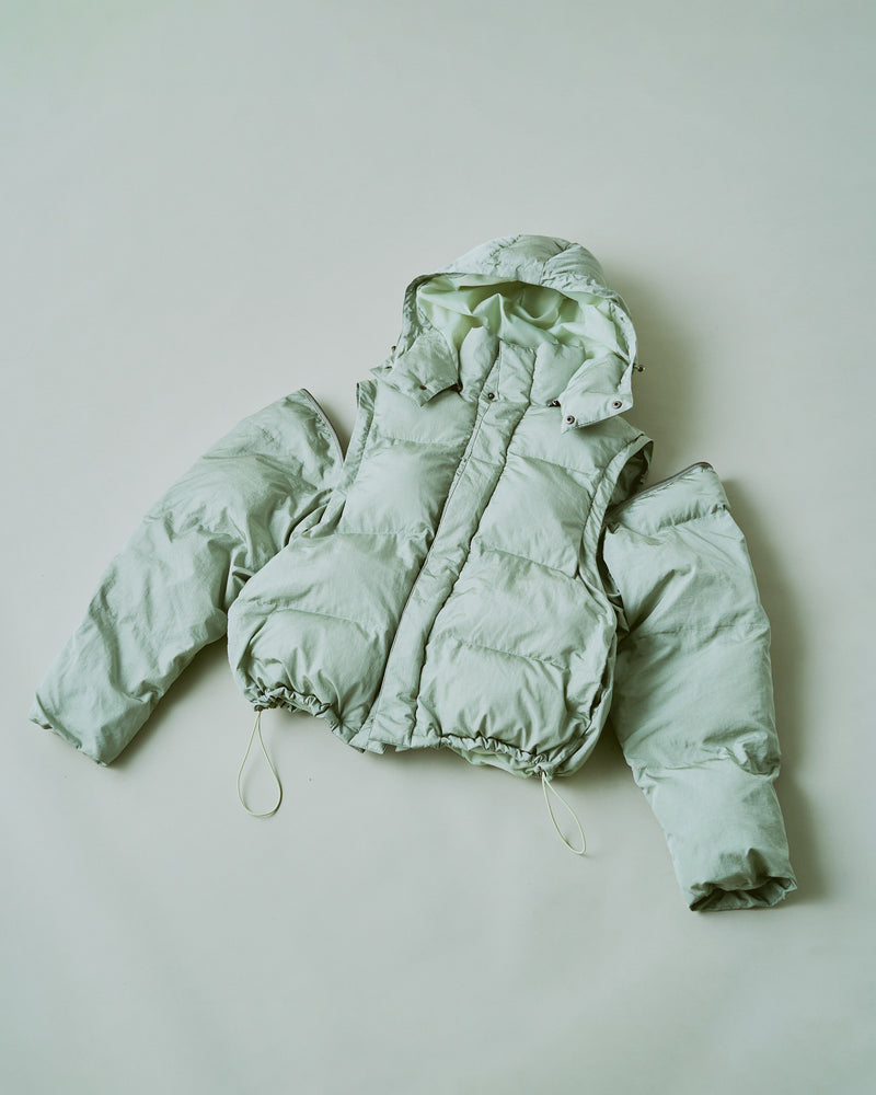 detachable sleeve 4way puffer jacket