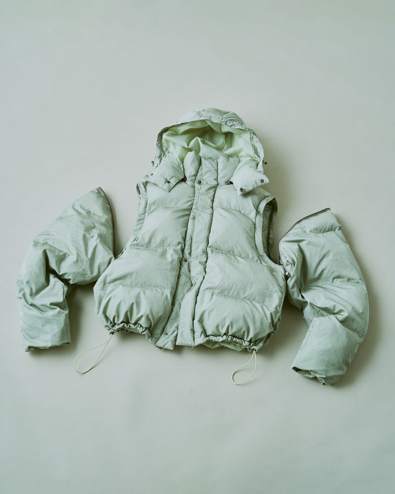 detachable sleeve 4way puffer jacket