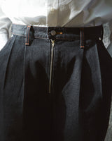 【 CamphorWood × Wrangler 】front zip wide baggy broken denim trousers