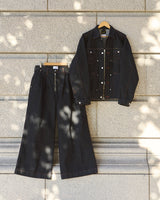 【 CamphorWood × Wrangler 】front zip wide baggy broken denim trousers