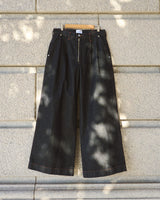 【 CamphorWood × Wrangler 】front zip wide baggy broken denim trousers