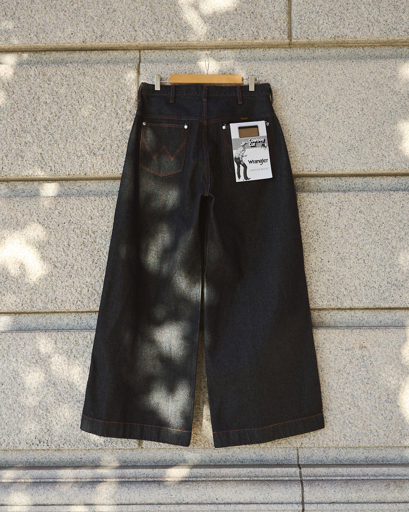 【 CamphorWood × Wrangler 】front zip wide baggy broken denim trousers