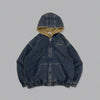 CMT ruler boa denim hooded jacket