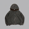 CMT ruler boa denim hooded jacket