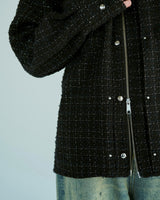 lame tweed double zipper shirt jacket