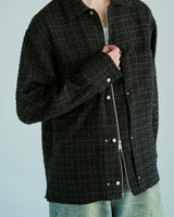 lame tweed double zipper shirt jacket