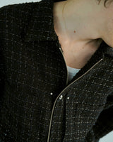 lame tweed double zipper shirt jacket