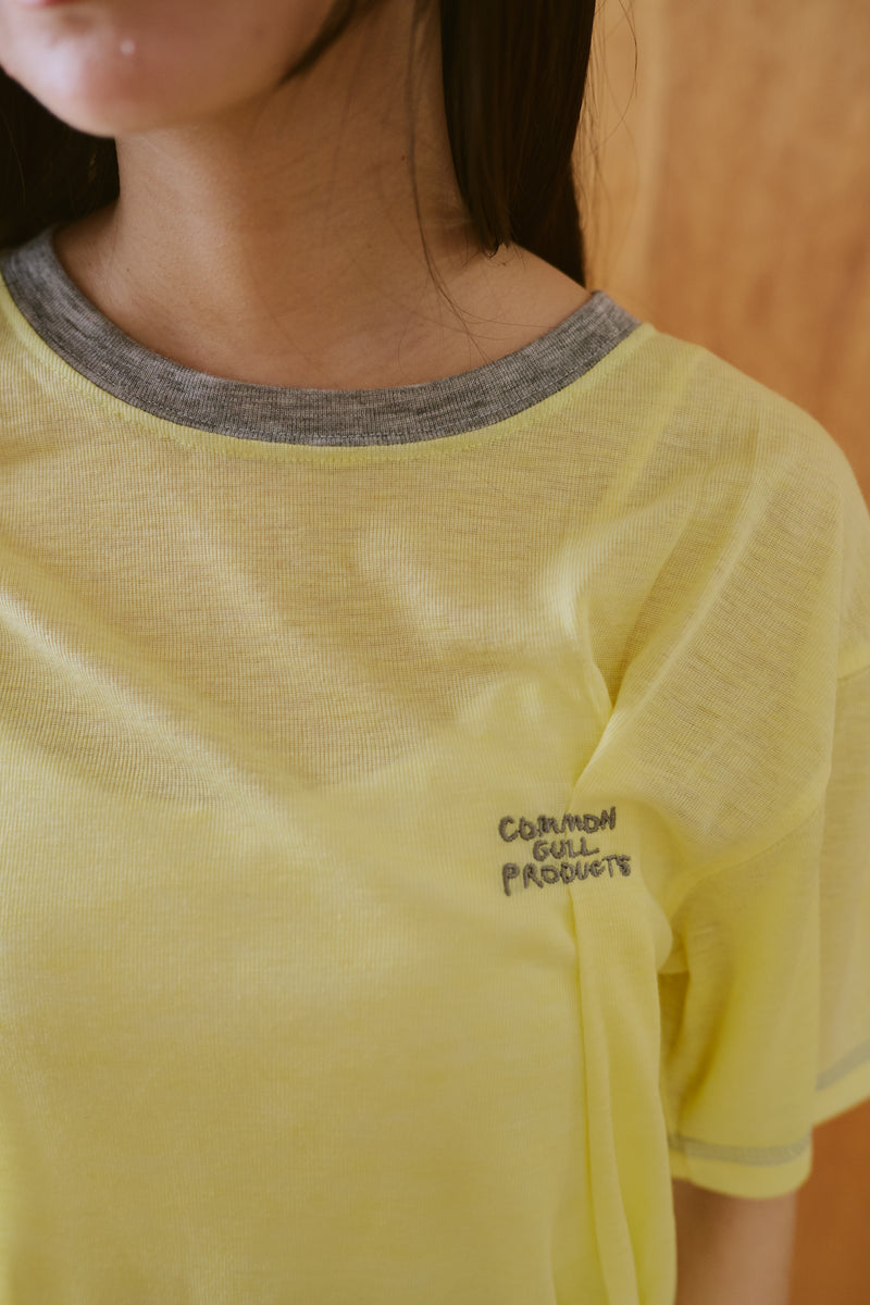 窓にぼんやり映る文字 "common gull products.