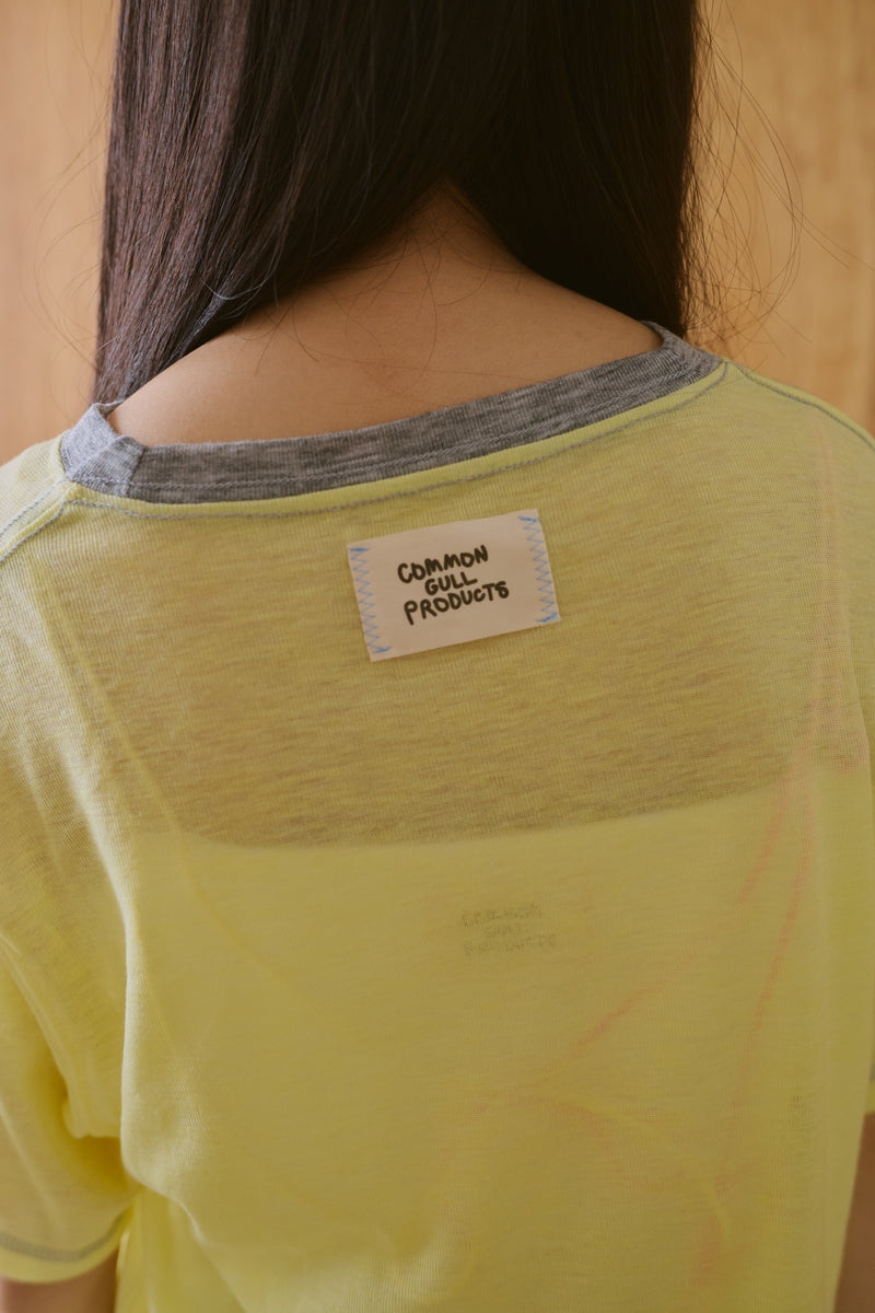 窓にぼんやり映る文字 "common gull products.