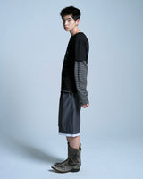 Cut-off layered slacks shorts 