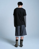 Cut-off layered slacks shorts 