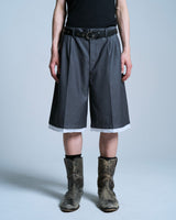 Cut-off layered slacks shorts 