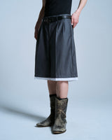 Cut-off layered slacks shorts 