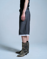 Cut-off layered slacks shorts 