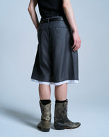 Cut-off layered slacks shorts 
