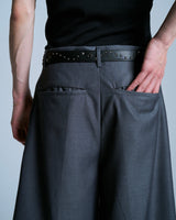 Cut-off layered slacks shorts 