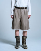 Cut-off layered slacks shorts 