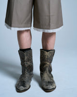 Cut-off layered slacks shorts 
