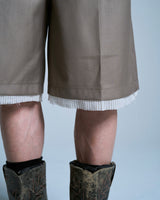 Cut-off layered slacks shorts 