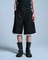Cut-off layered slacks shorts 