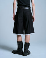 Cut-off layered slacks shorts 