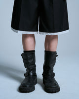 Cut-off layered slacks shorts 