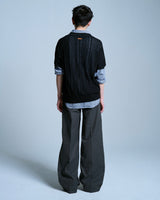 PRESSED POLYESTER FLARE SLACKS 
