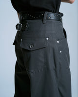 PRESSED POLYESTER FLARE SLACKS 