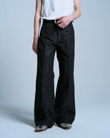 PRESSED POLYESTER FLARE SLACKS 