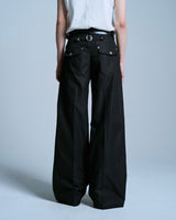 PRESSED POLYESTER FLARE SLACKS 