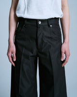 PRESSED POLYESTER FLARE SLACKS 