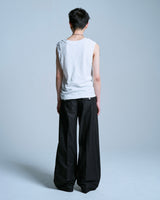 PRESSED POLYESTER FLARE SLACKS 