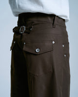 PRESSED POLYESTER FLARE SLACKS 