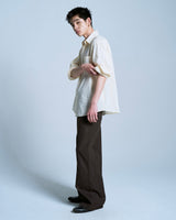 PRESSED POLYESTER FLARE SLACKS 