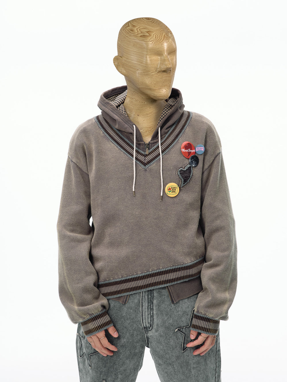 V NECK SLANTING SWEATER – YZ