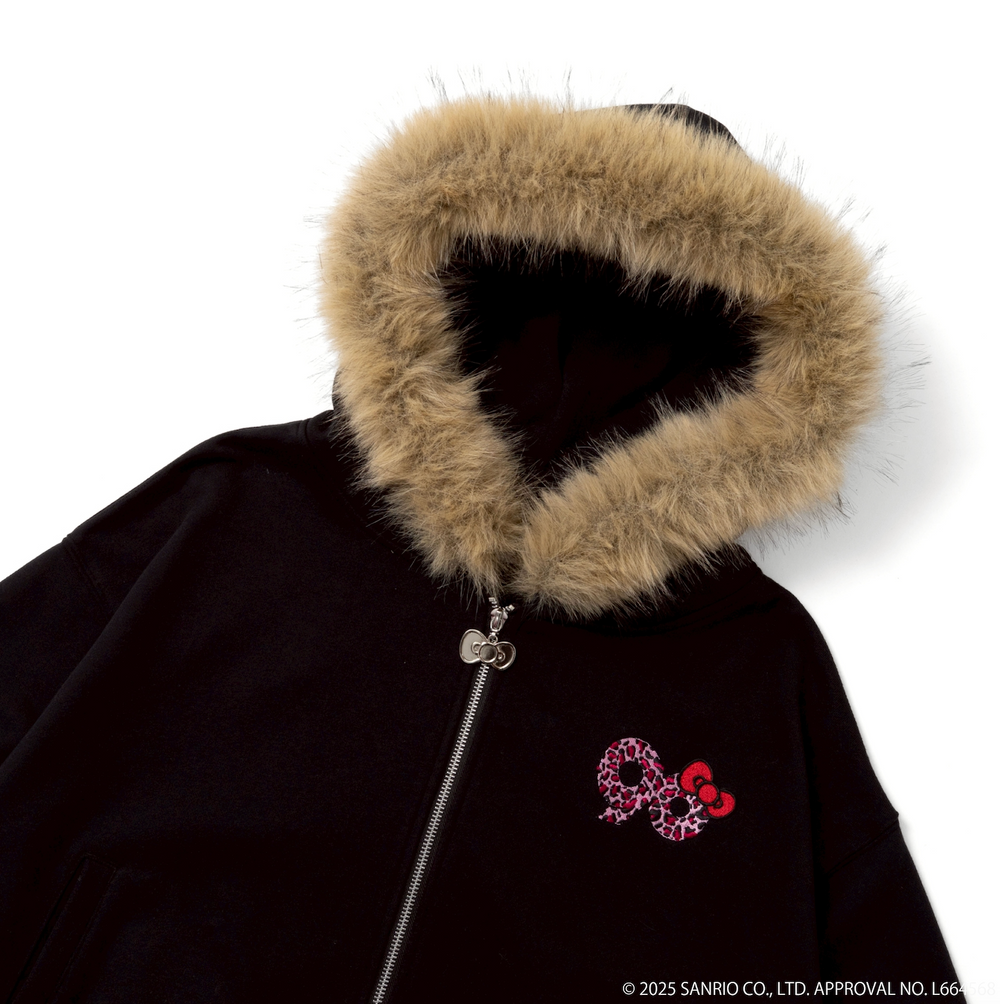 HELLO KITTY 90 Logo Fur Zip Hoodie – YZ HELLO KITTY 90 Logo Fur Zip Hoodie – YZ