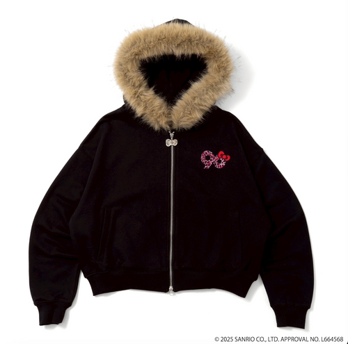 HELLO KITTY 90 Logo Fur Zip Hoodie – YZ HELLO KITTY 90 Logo Fur Zip Hoodie – YZ