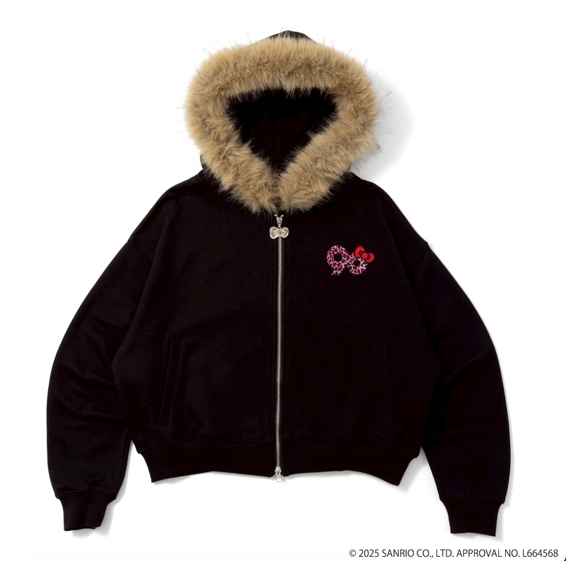 HELLO KITTY 90 Logo Fur Zip Hoodie – YZ HELLO KITTY 90 Logo Fur Zip Hoodie – YZ