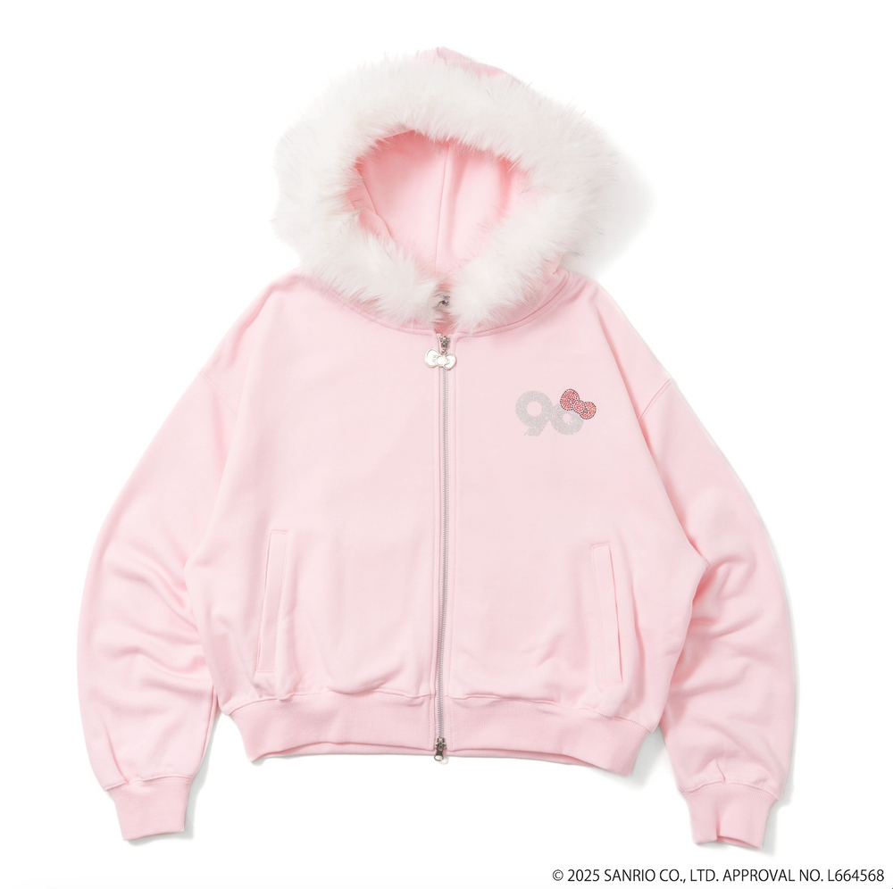HELLO KITTY 90 Logo 毛絨拉鍊連帽衫– YZ HELLO KITTY 90 Logo 毛絨拉鍊連帽衫– YZ