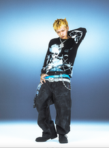 Bullet Logo Painted Dirty Denim Pants 