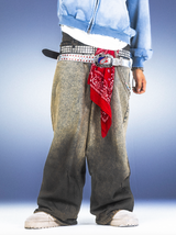 Bullet Logo Mud Fade Super Baggy Denim Pants 