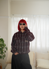 baseball logo  lamé check jacket