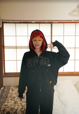 야구 로고 집업 후디 