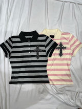 Cross Patch Stripe Polo