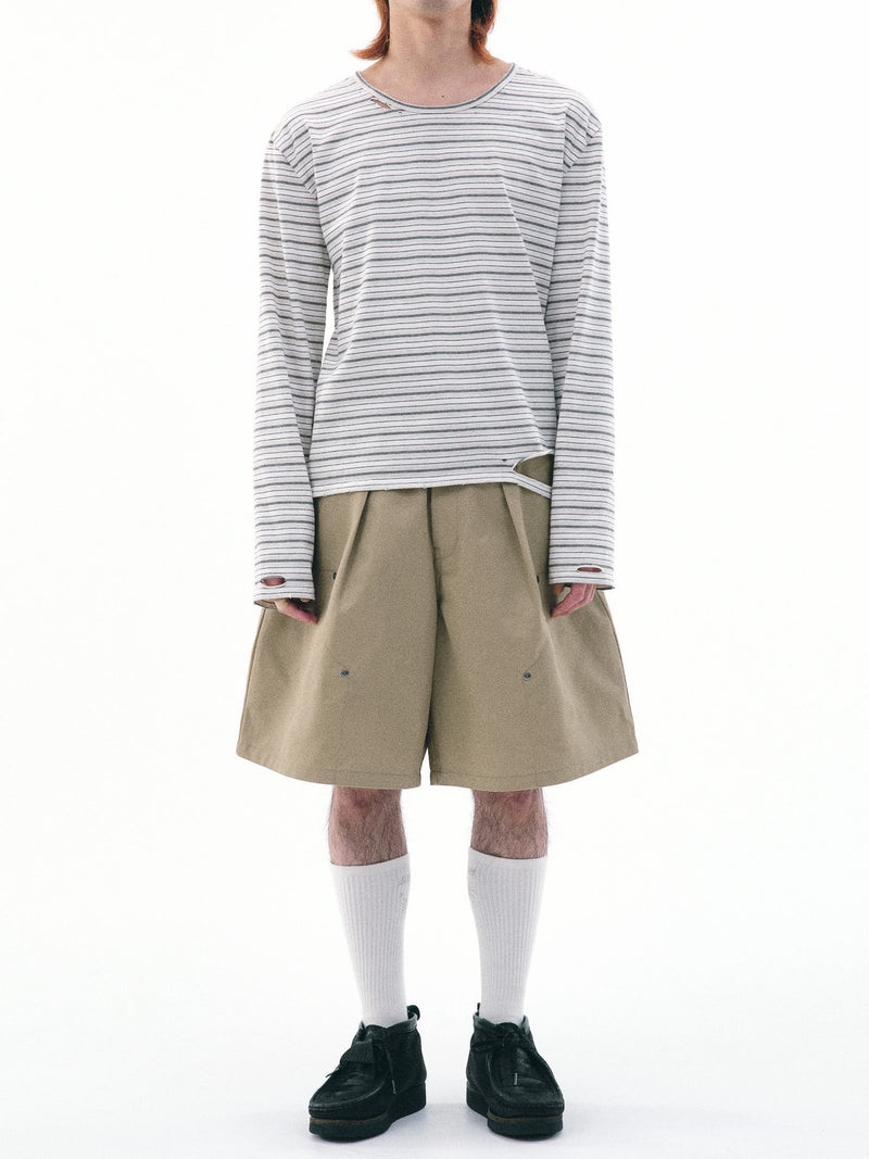 メンズ HIROKI TSUZUKI MULTI BORDER L/S TEE ブラウン