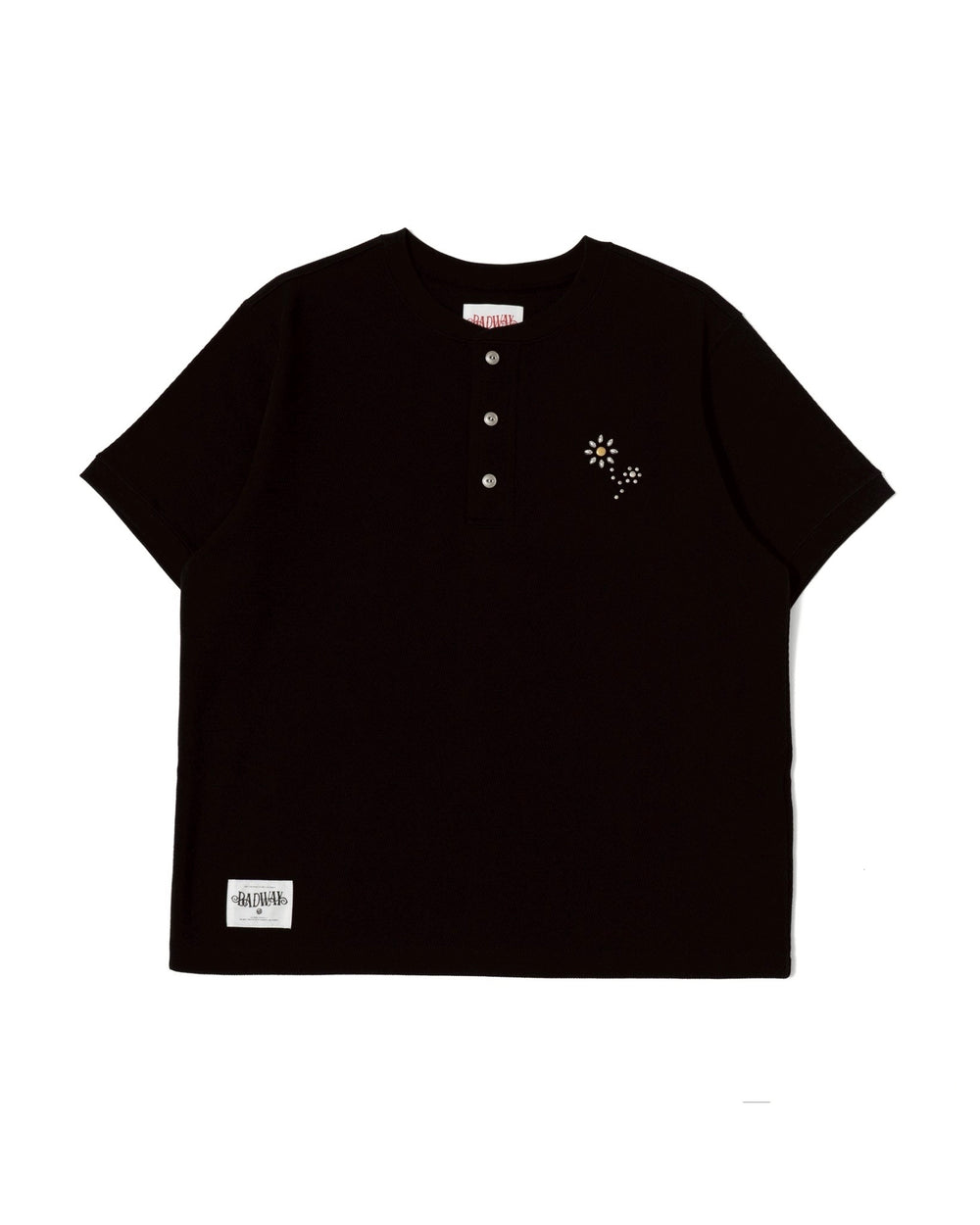 トップス Badway Flower studs border henry Flower studs henry TEE – YZ